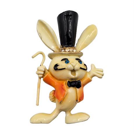 Vintage HAR Hargo Enamel Rabbit Top Hat Magician Brooch Pin