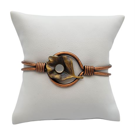 1970s Copper Wire Mother of Pearl Cuff Bracelet