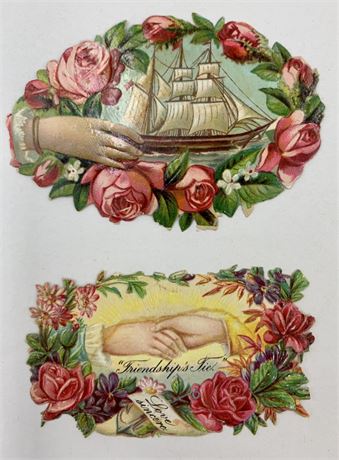 7 pc Antique Victorian Scrap Embossed Paper Calling Card Trim