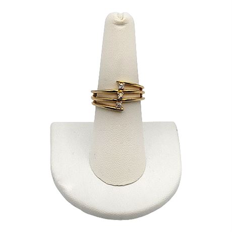 Vintage 18K Gold Plated 3 Stone Ring Sz 7.5