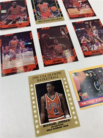 8 pc 1990s Michael Jordan Basketball Trade Cards