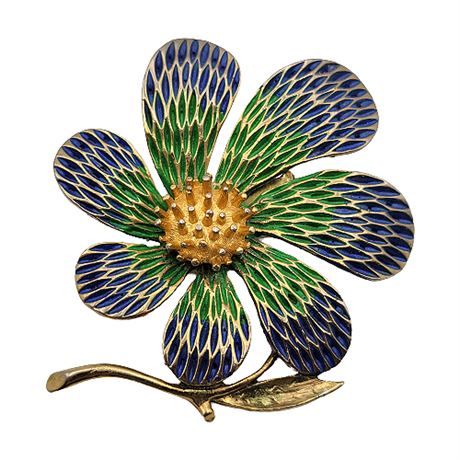 1970s Jonette Jewelry Large Mod Flower Brooch