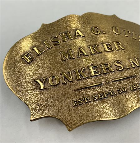 Vintage Otis Elevator Yonkers NY 1853 Name Plate Belt Buckle