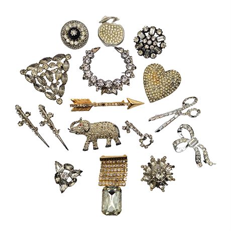 Vintage Brooch Collection: Clear Rhinestones