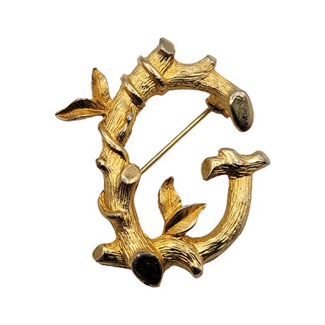 Vintage Sarah Coventry Letter "G" Tree Branch Brooch