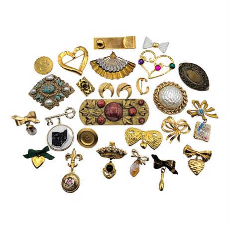 Vintage Brooch Collection: Gold Tone