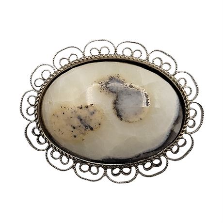 Vintage Gemstone Cabochon Brooch