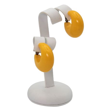 Vintage Vogue Butterscotch Bakelite Clip-On Hoop Earrings