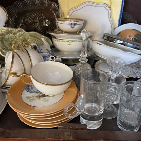 Corner Cabinet Shelf Glassware Lot
