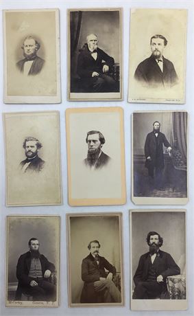 9 1860s era Men’s Carte de Visite Photographs, MI & NY