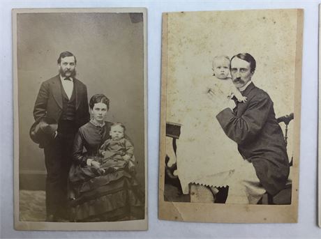 6 1860s-1870s Couples and Family with Children Carte de Visite Photographs