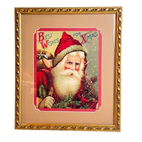 "Best Wishes For Christmas" Vintage Holiday Print