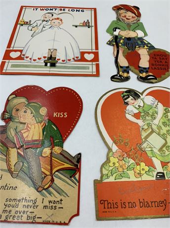 4 1930s Stand Up, Mechanical, USA Made Valentines