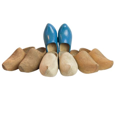 Vintage Dutch Wooden Carved Clogs