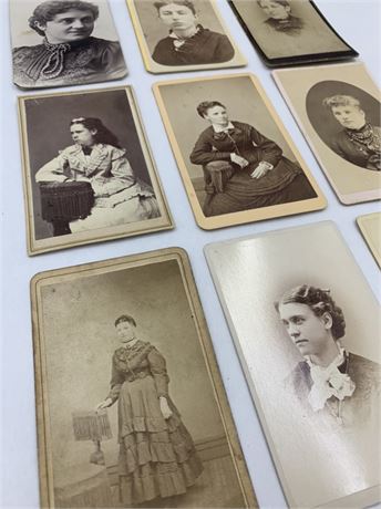 9 Victorian Ladies Carte de Visite Photographs, England