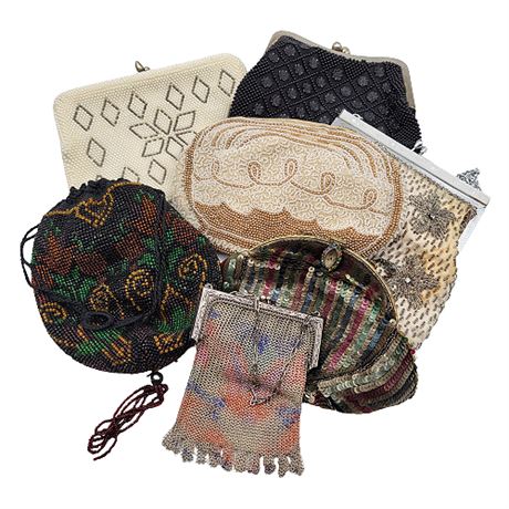 Vintage Flawed Beaded Handbag Lot, incl. Chainmail Whiting & Davis