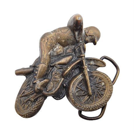 Vintage Brass Motorcross Dirt Bike Belt Buckle