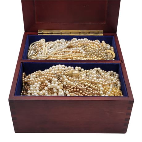 Vintage Costume Jewelry Box Lot 7 of 11 (ALL FAUX PEARLS)