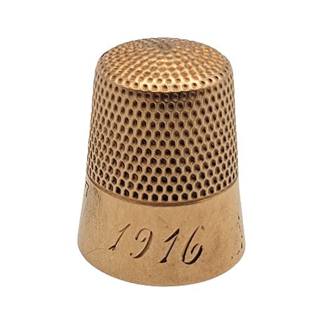 1916 Ketcham & McDougall No.7 Gold Tone Thimble