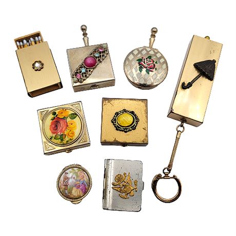 Vintage Pillboxes, Matchbox, Travel Ashtrays, Etc.