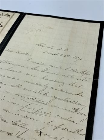 Antique 1872 Personal Letter to E. Smith OH Druggist on Mourning Stationary