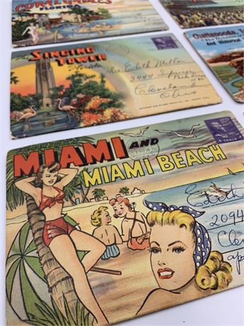 6 Vibrant 1936-1953 US Travel Souvenir Tourist Postcard Books