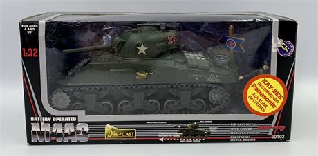 1998 NOS Battery Op M4A3 Die-Cast 1:32 scale Tank Model