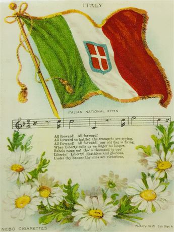 Large 7.5” Vintage Flag of Italy NEBO Cigarette Advertising Silk Panel