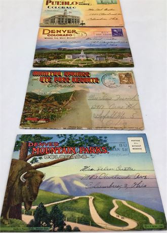 4 1940s US Travel Souvenir Colorado Tourist Postcard Books