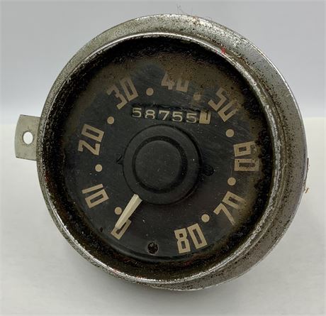 Vintage Art Deco Rat Rod Hotrod 80 mph Dash Speedometer Gauge with Mileage