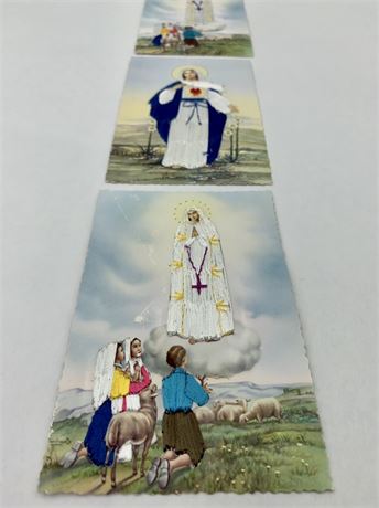 3 pc Vintage Religious Spanish Travel Souvenir Tourist Embroidered Postcard Lot