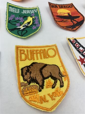 18 NOS Colorful USA States Shield Shape Garment Patches