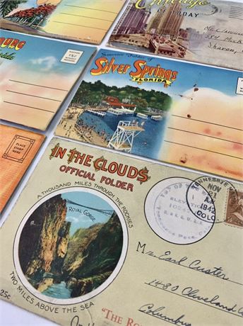 6 Vintage US States Travel Souvenir Tourist Postcard Books