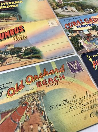6 Vintage US States Travel Souvenir Tourist Postcard Books