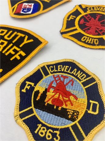 4 pc NOS Vintage Cleveland Police, Sheriff & Fire Department Garment Patches