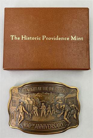 NOS 1981 Gunfight at the O.K. Corral Brass Belt Buckle