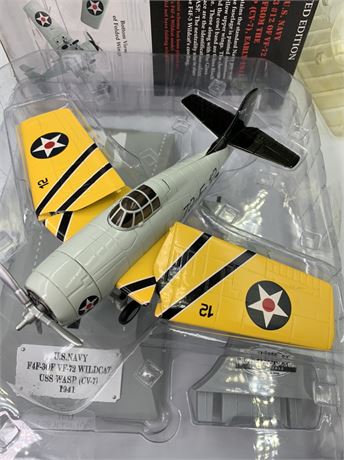 NOS 1941 F4F-3 Wildcat WWII Airplane Die-Cast Metal Coin Bank