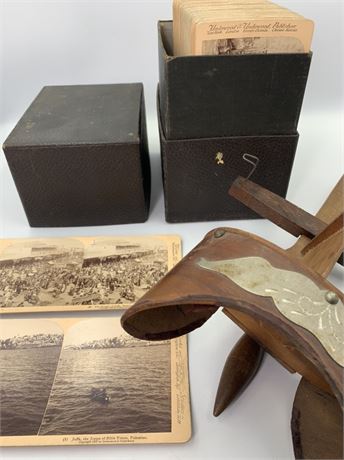 100 pc Set Antique Palestine Underwood Stereoscopic Photo Cards,Case,Viewer