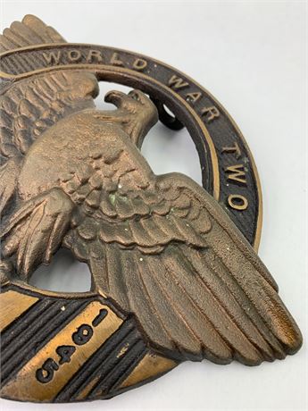 WWII 1941-1945 Eagle Fallen US Soldier Gravesite Cast Metal Marker