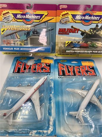 4 pc NOS Micro Machines Military Tanks & Airplane Toy Lot