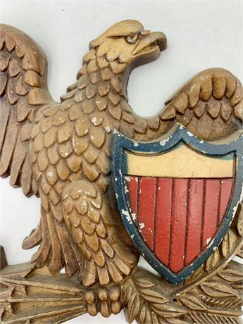 Fab Vintage Cast Aluminum Sexton Eagle, Shield & Arrows Wall Plaque