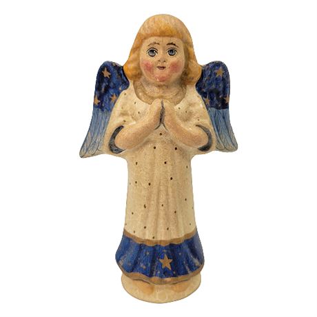 Vaillancourt Folk Art Angel in Blue with Stars#9645