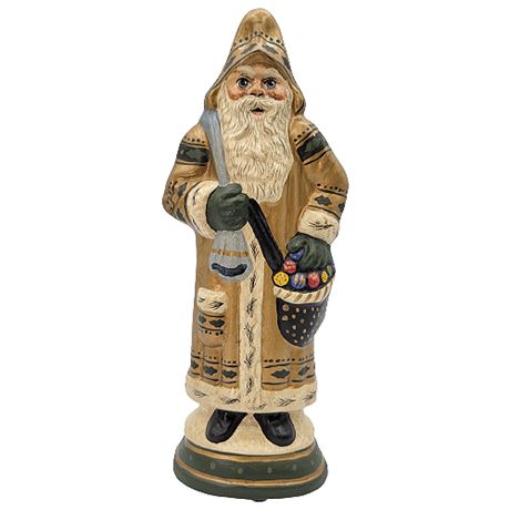 Vaillancourt Folk Art Father Christmas in Gold Coat #9644
