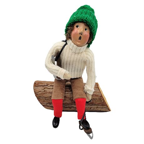 1993 Byers' Choice "The Carolers" Skaters: Boy on Log