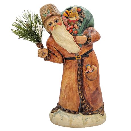 Vaillancourt Folk Art Father Christmas Window Display Brown #527