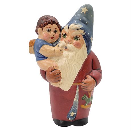 Vaillancourt Folk Art 7th Annual Starlight Santa Holding Angel #9630