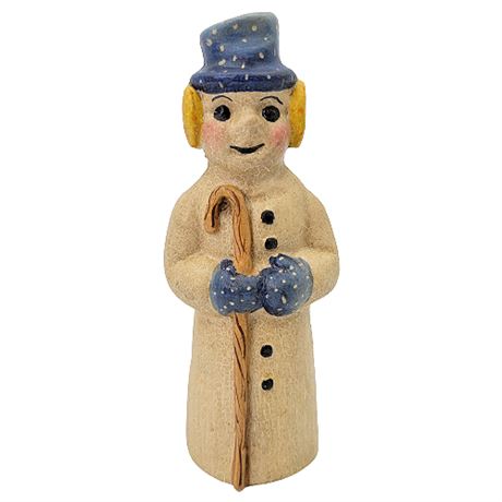 Vaillancourt Folk Art Snow Man with Blue Hat #9936