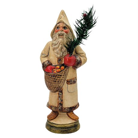 Vaillancourt Folk Art White Father Christmas Junior with Pointed Hood #105AW