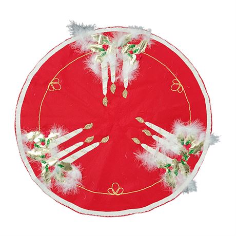 Smaller Handmade Vintage Felt & Sequin Candles Tree Skirt