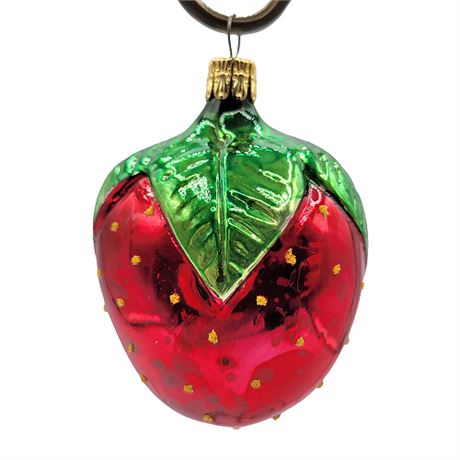 Czechoslovakian Glass Strawberry Ornament
